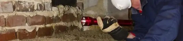 Pest control technician inspecting a crawl space for ant activity and entry points in Knoxville, TN